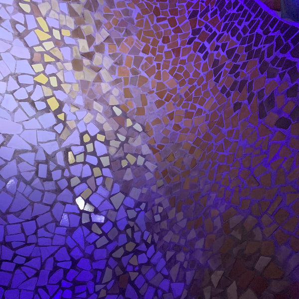 Mosaic pattern with purple and blue hues