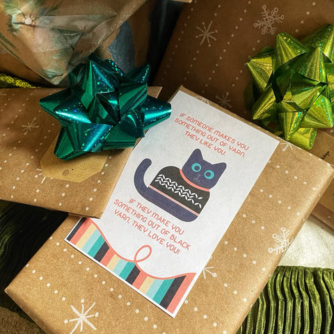 Printable Black Yarn Gift Tags
