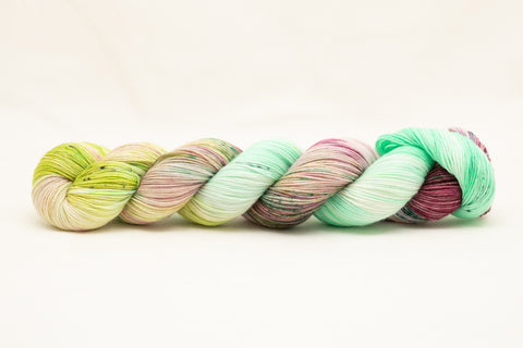 multicolored yarn, mint green, seafood green